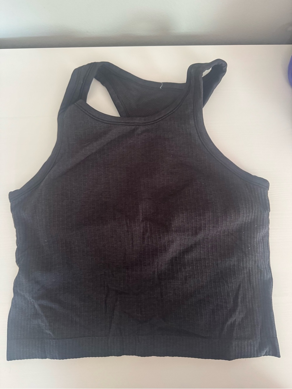 Lululemon—Black Ribbed Racerback Crop Tank Top - Women